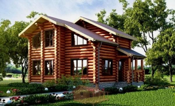 Дом из бревна с террасой А8