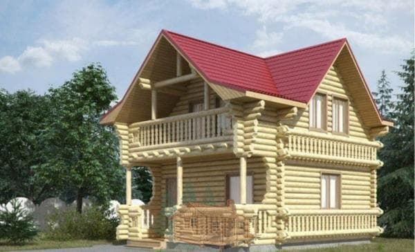 Дом из бревна с балконом А9